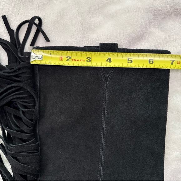 Nine West Jayden suede leather Heeled boots Size 7.5 Fringe Pull On Cowgirl Boho - Picture 13 of 14